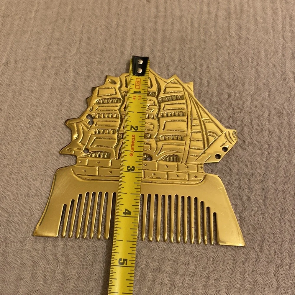 SIREN SONG Brass Gold Ship Design Comb